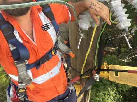 11kV 3 Core Tyco Heat Shrink Termination (Pole-Mounted) Onto ABB MWK Surge Arresters